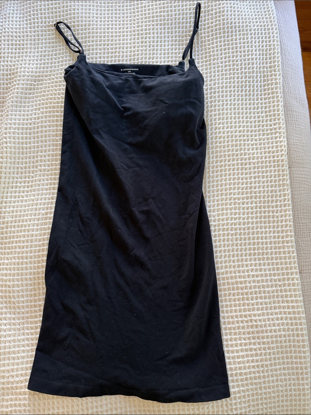 Anthropologie Black Mini Slip Dress with Spaghetti Straps